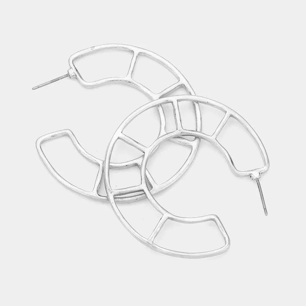 Silver Textured Metal Ladder Hoop Earrings - Jewelry Store by Erik Rayo