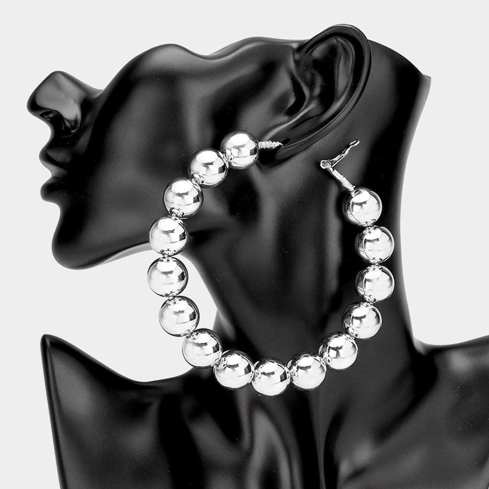 Metal Ball Hoop Earrings - Jewelry Store by Erik Rayo
