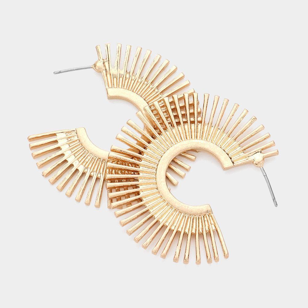 Gold Sunburst Metal Hoop Earrings - Jewelry Store by Erik Rayo