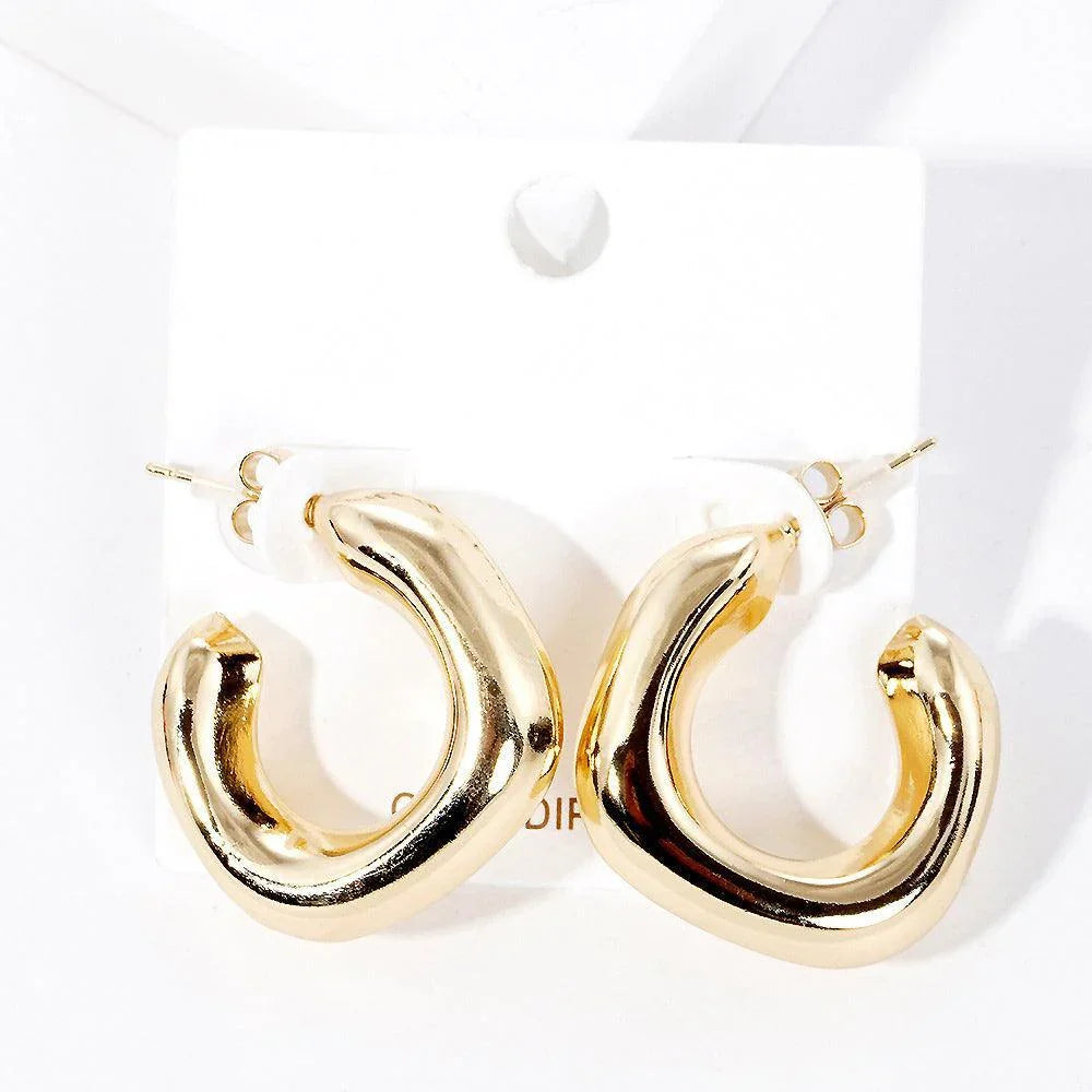 Gold Gold Dipped Metal Square Hoop Earrings - Jewelry Store by Erik Rayo