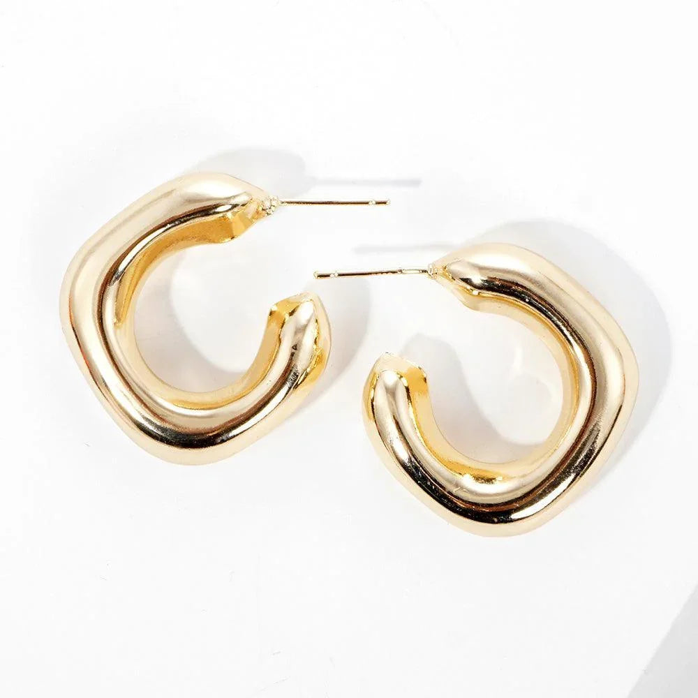 Gold Gold Dipped Metal Square Hoop Earrings - Jewelry Store by Erik Rayo