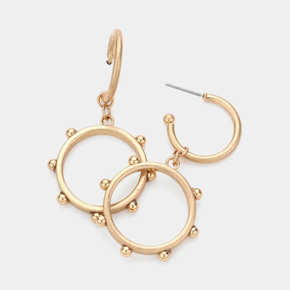 Gold Metal Pebble Hoop Dangle Earrings - Jewelry Store by Erik Rayo