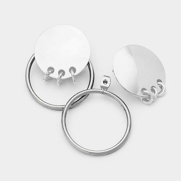 Triple Ring Linked Metal Disc Metal Hoop Earrings - Jewelry Store by Erik Rayo