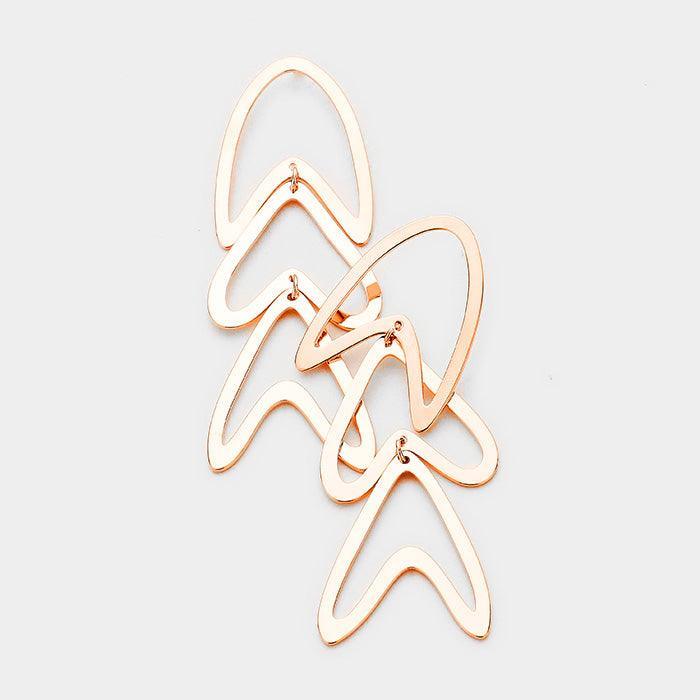 Rose Gold Geometric Metal Link Earrings