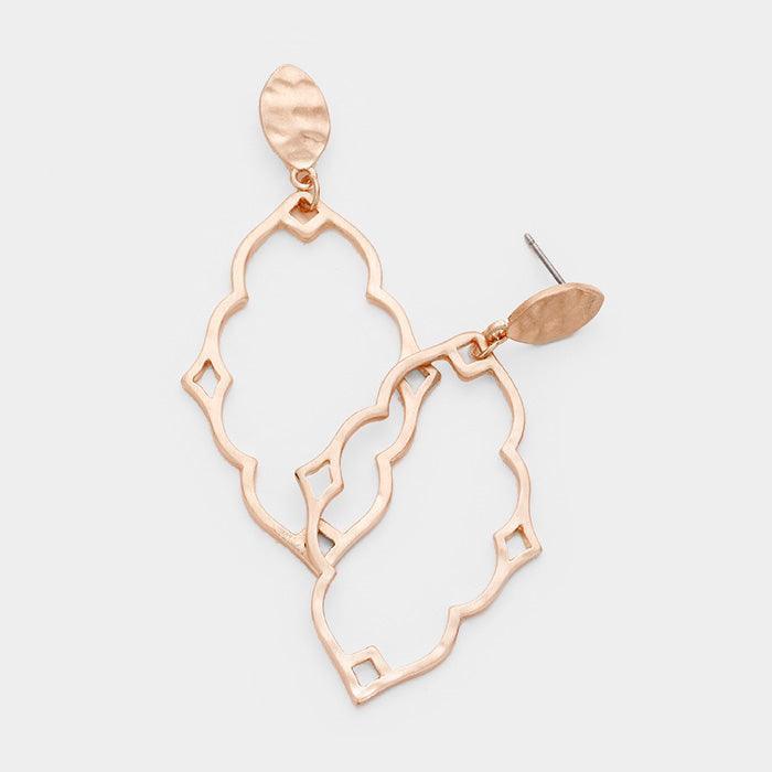 Rose Gold Hammered Moroccan Metal Earrings - Jewelry Store by Erik Rayo