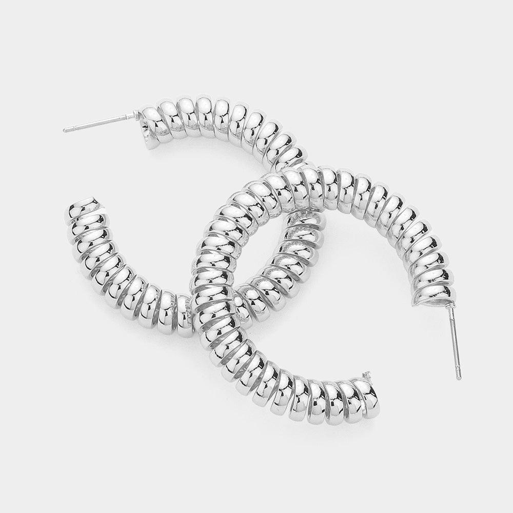 Textured Metal Hoop Earrings - Jewelry Store by Erik Rayo