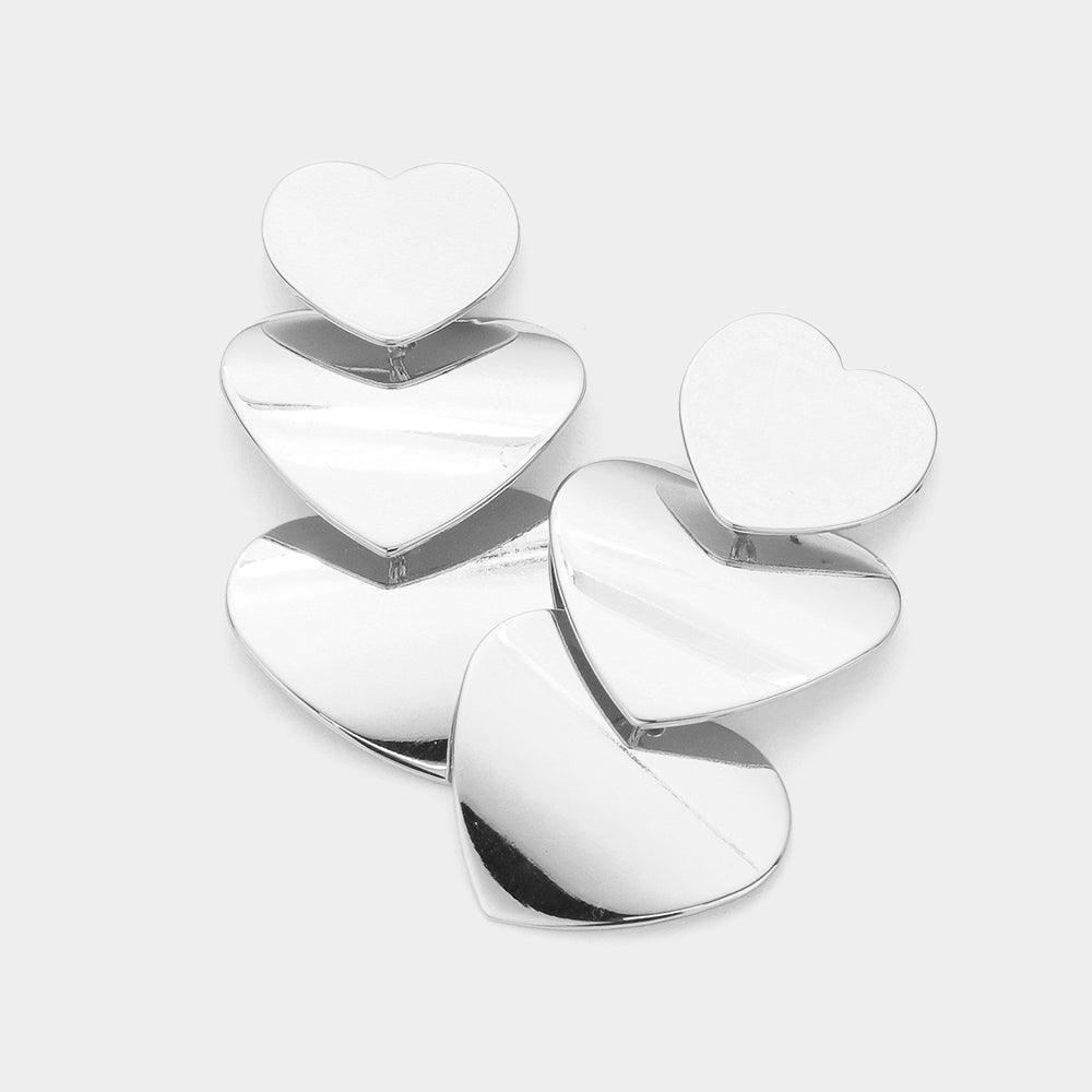 Metal Heart Link Dropdown Earrings