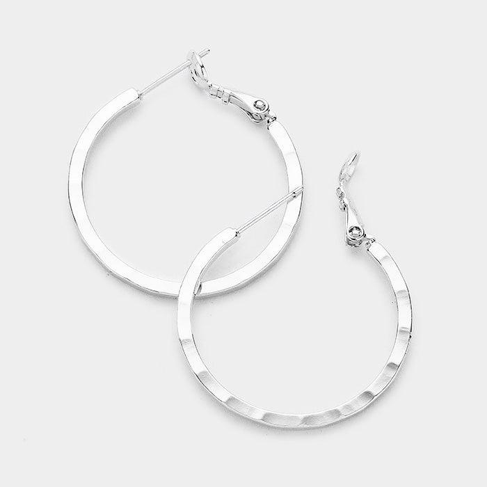 14K White Gold Dipped 1.5 Inch Metal Hoop Earrings - Jewelry Store by Erik Rayo