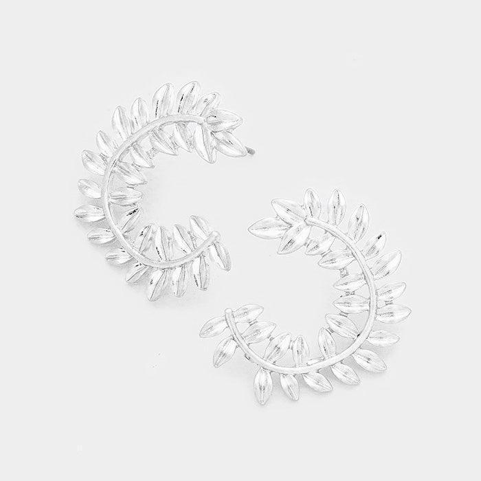 Silver Leaf Metal Earrings - Jewelry Store by Erik Rayo