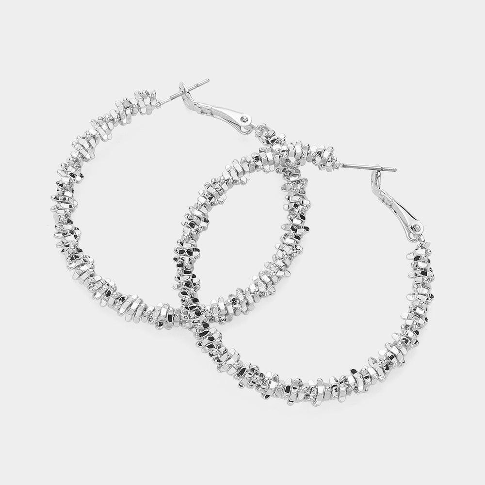 Textured Metal Hoop Earrings - Jewelry Store by Erik Rayo