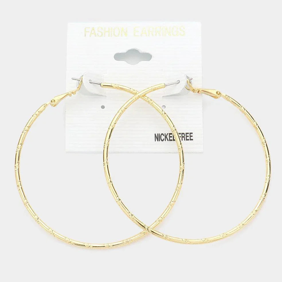 Gold 2.4 Inch Metal Hoop Earrings - Jewelry Store by Erik Rayo