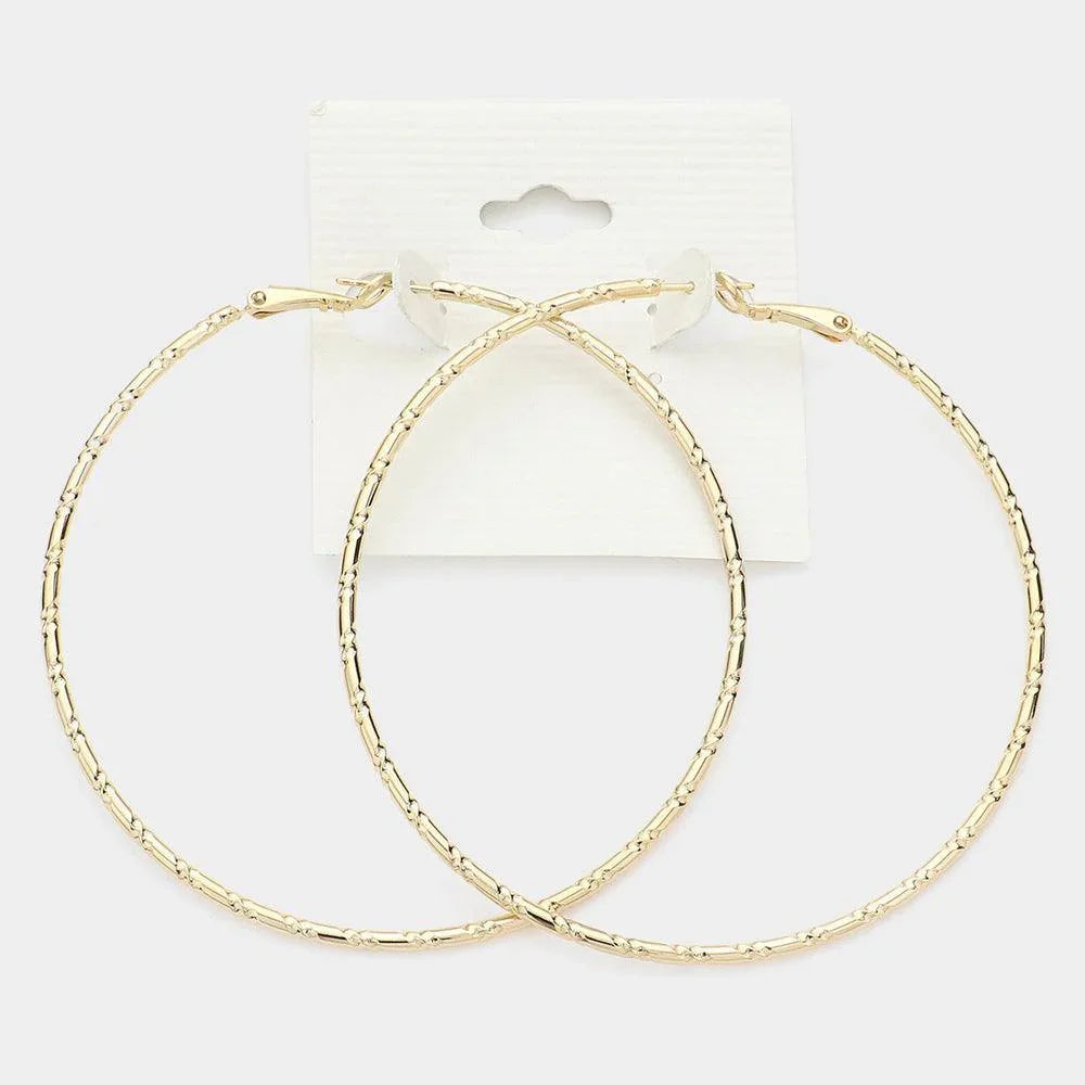 Gold 2.75 Inch Metal Hoop Earrings - Jewelry Store by Erik Rayo