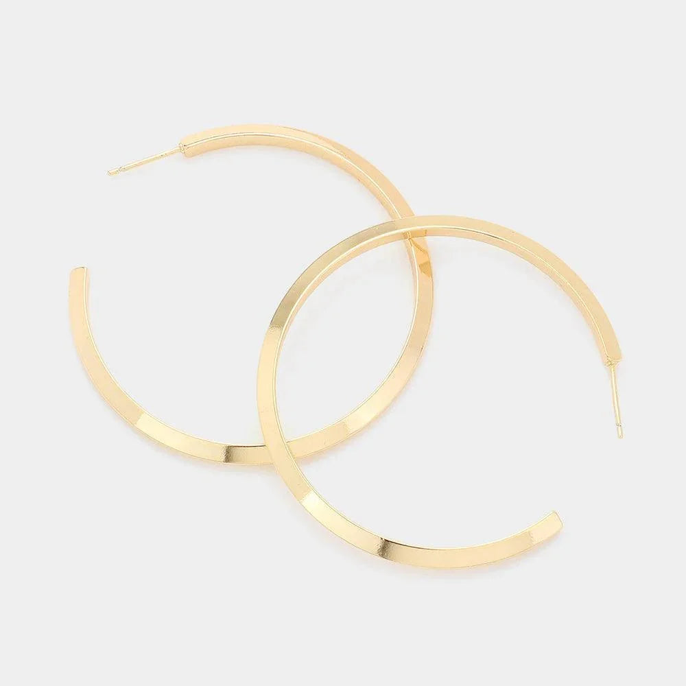 Gold 2 Inch Brass Metal Hoop Earrings - Jewelry Store by Erik Rayo