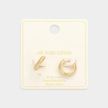 Load image into Gallery viewer, Gold 14K Gold Dipped Cut Out Brass Metal Huggie Hoop Earrings
