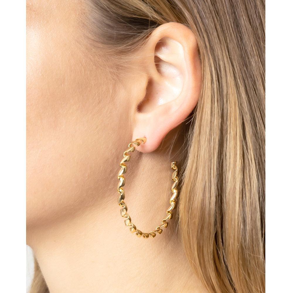 Gold 2 Inch Twisted Brass Metal Hoop Earrings - Jewelry Store by Erik Rayo