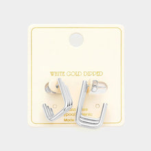 Load image into Gallery viewer, Silver White Gold Dipped Geometric Hoop Earrings
