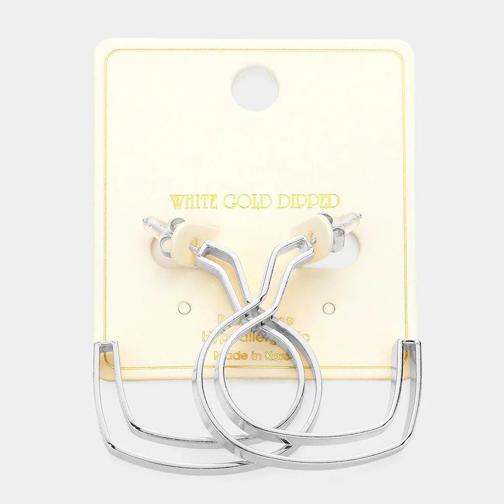 Silver White Gold Dipped Heart Hoop Earrings - Jewelry Store by Erik Rayo