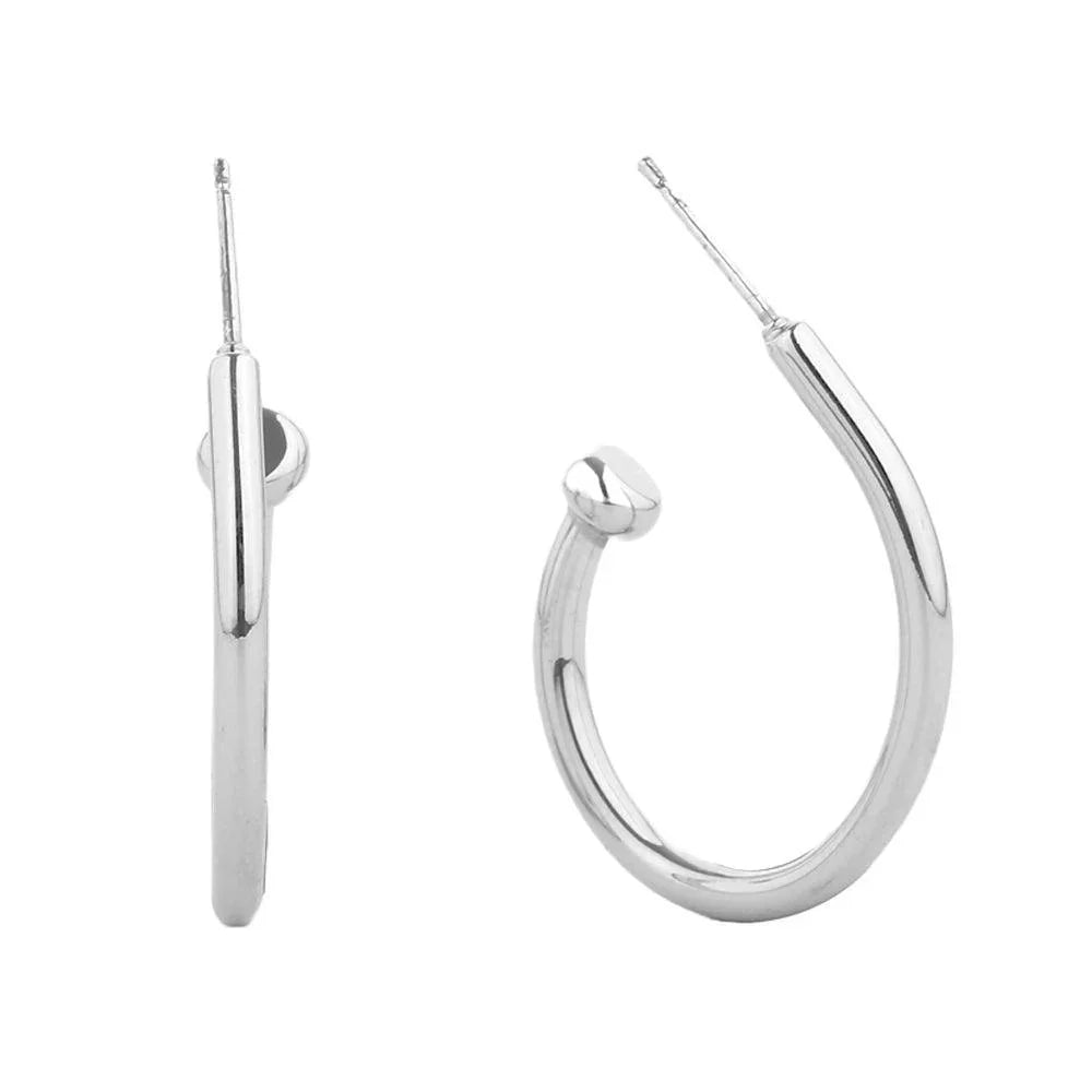 Silver White Gold Dipped Half Hoop Earrings - Jewelry Store by Erik Rayo