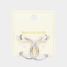 Load image into Gallery viewer, Silver White Gold Dipped Half Hoop Earrings
