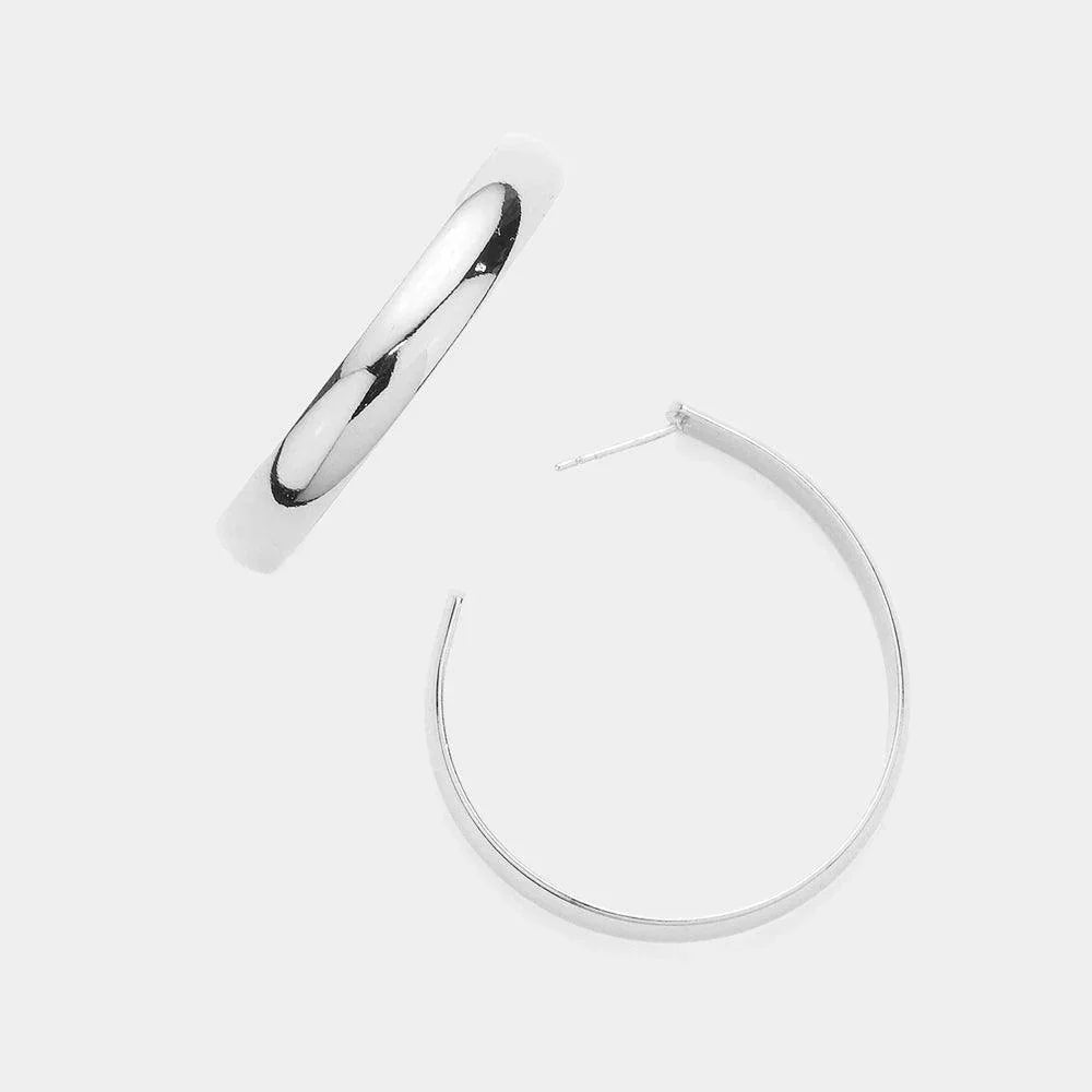 Silver White Gold Dipped Brass Metal Teardrop Hoop Earrings - Jewelry Store by Erik Rayo
