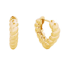 Load image into Gallery viewer, Gold 14K Gold Dipped Twisted Heart Huggie Earrings
