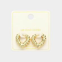 Load image into Gallery viewer, Gold 14K Gold Dipped Twisted Heart Huggie Earrings
