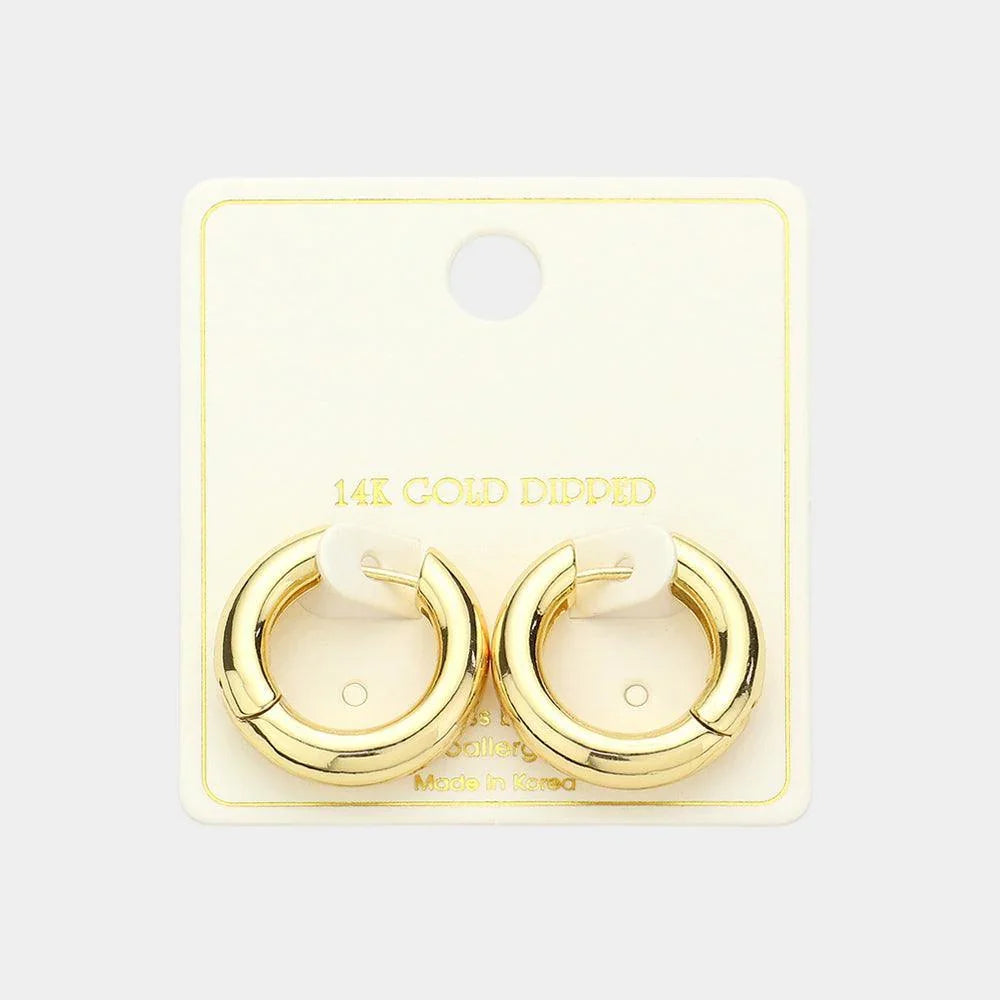 Gold 14K Gold Dipped Chunky Funky Huggie Hoop Earrings - Jewelry Store by Erik Rayo