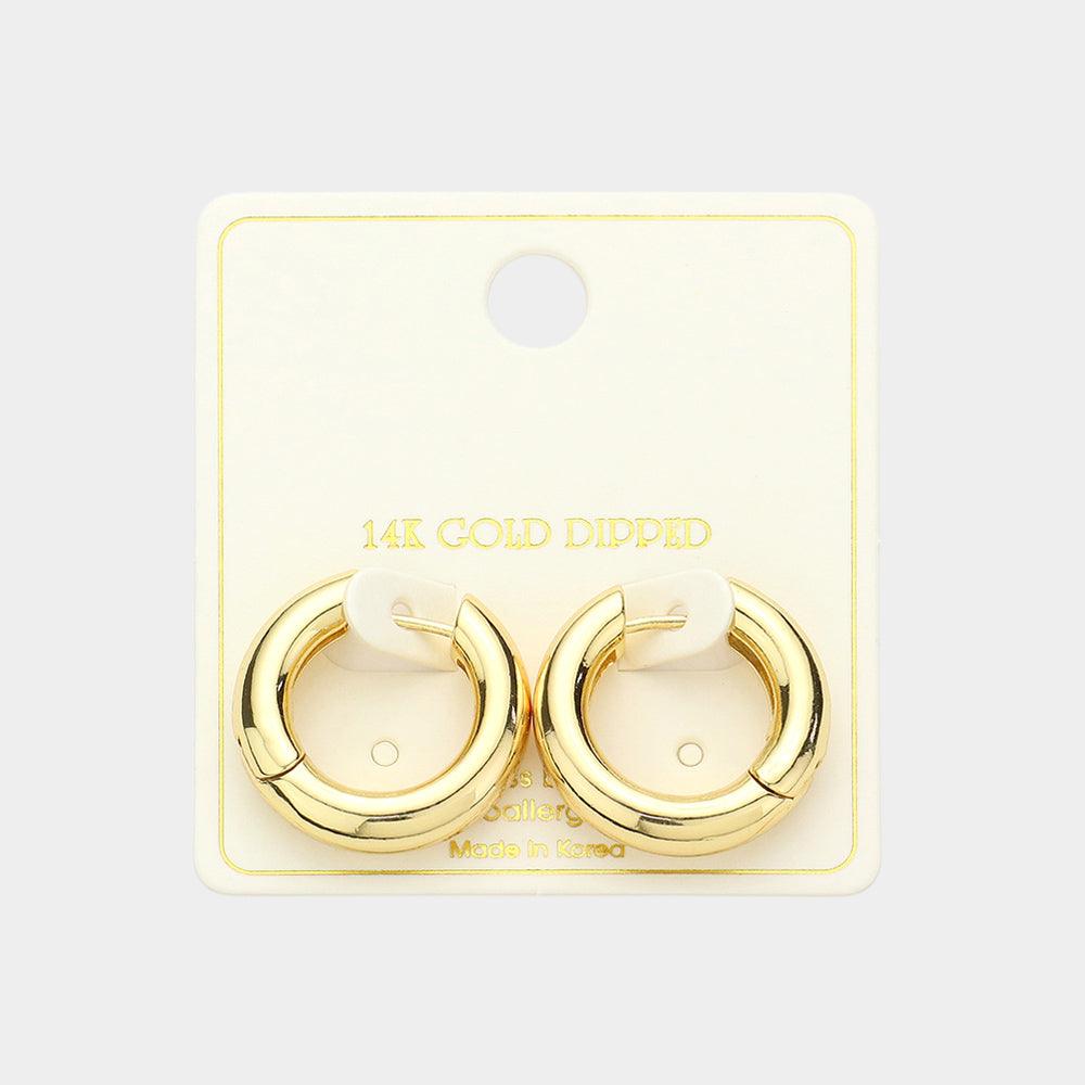 Gold 14K Gold Dipped Chunky Funky Huggie Hoop Earrings