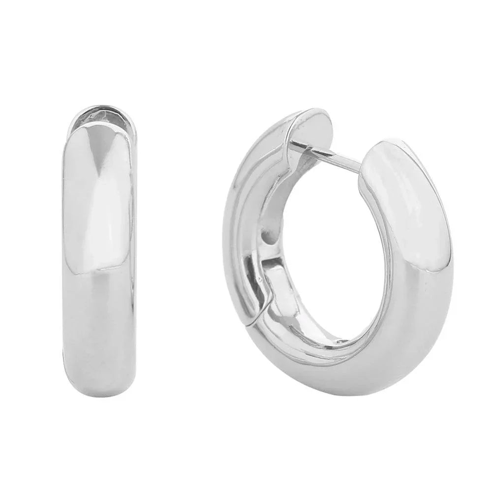 Silver White Gold Dipped Chunky Funky Huggie Hoop Earrings - Jewelry Store by Erik Rayo