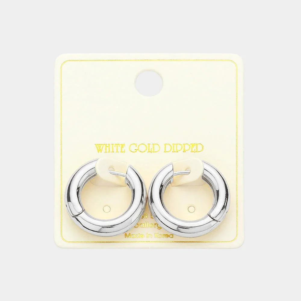Silver White Gold Dipped Chunky Funky Huggie Hoop Earrings - Jewelry Store by Erik Rayo