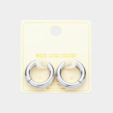 Load image into Gallery viewer, Silver White Gold Dipped Chunky Funky Huggie Hoop Earrings
