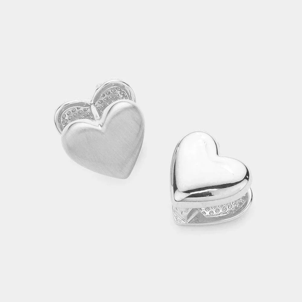 Silver White Gold Dipped Simply Love Huggie Earrings - Jewelry Store by Erik Rayo