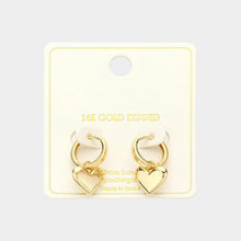 Load image into Gallery viewer, Gold 14K Gold Dipped Heart Drop Huggie Earrings
