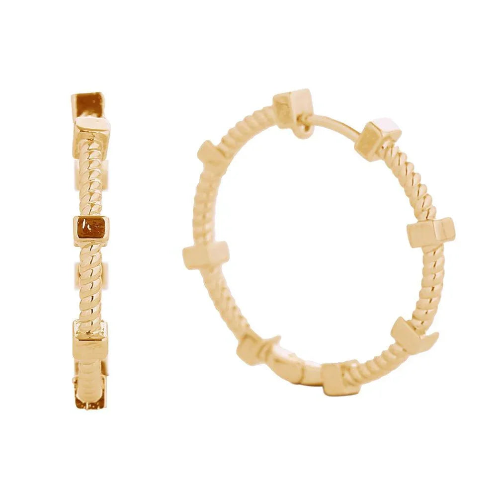 Gold 14K Gold Dipped Spin Wheel Huggie Hoop Earrings - Jewelry Store by Erik Rayo