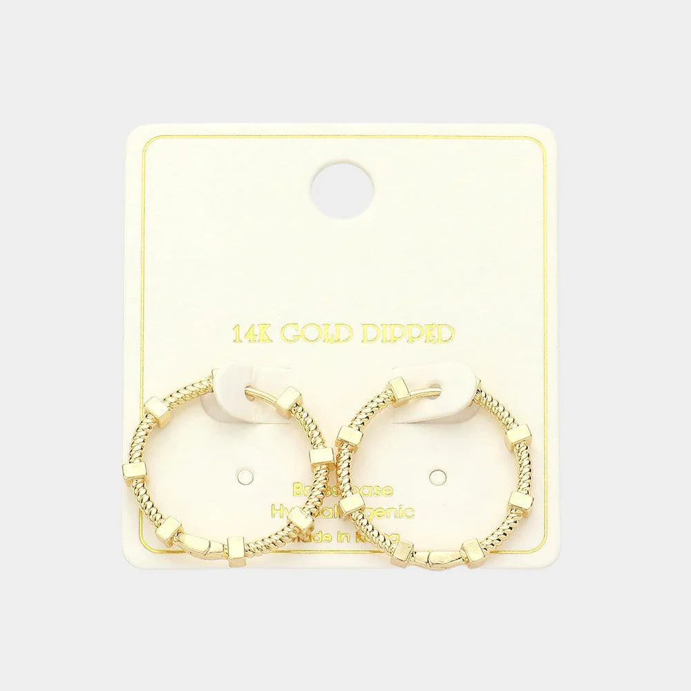 Gold 14K Gold Dipped Spin Wheel Huggie Hoop Earrings - Jewelry Store by Erik Rayo