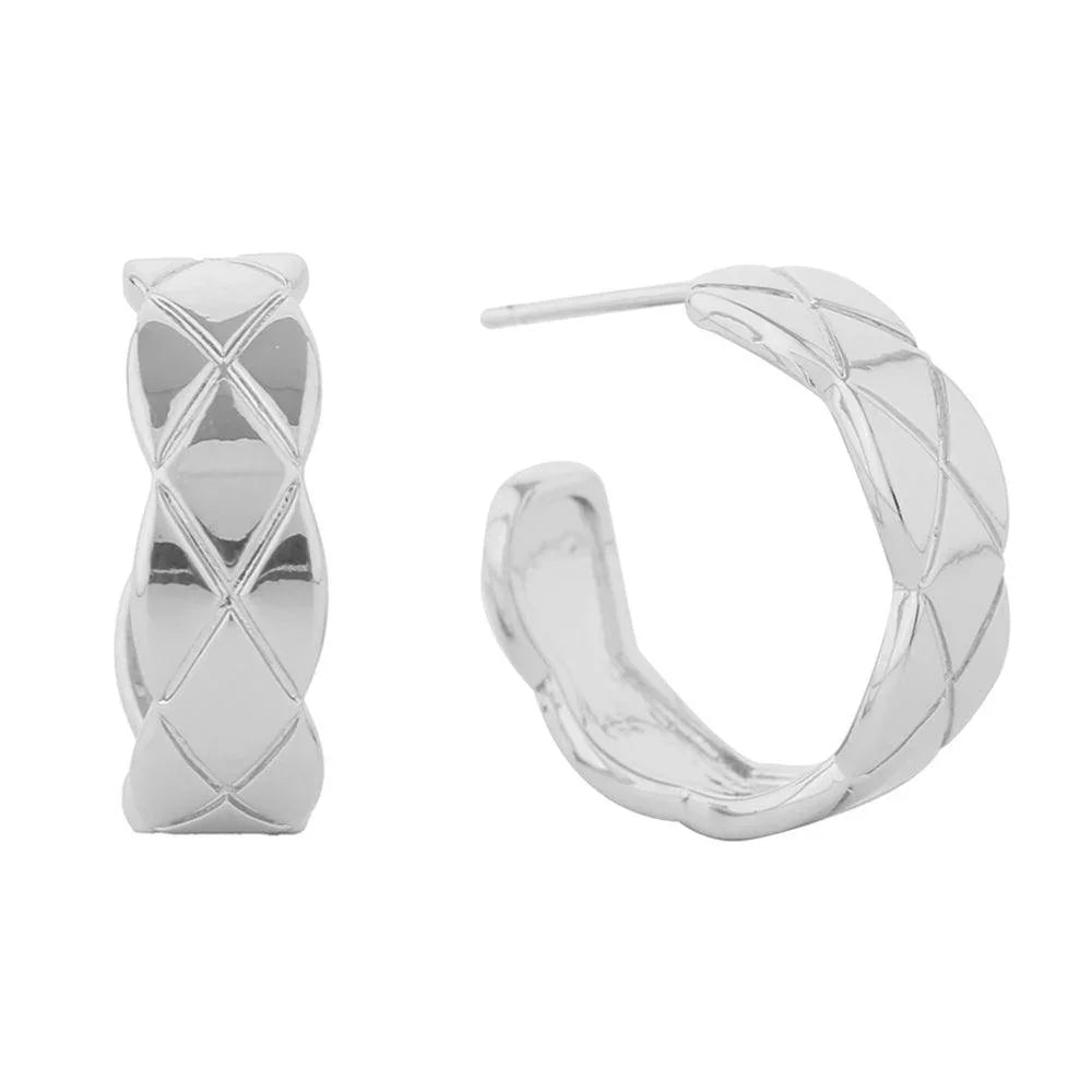 Silver White Gold Dipped Metal Hoop Earrings - Jewelry Store by Erik Rayo