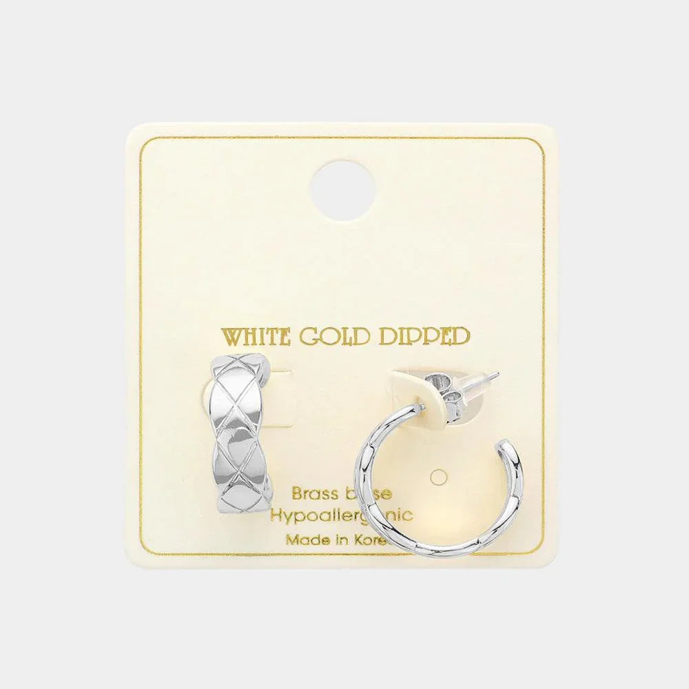 Silver White Gold Dipped Metal Hoop Earrings - Jewelry Store by Erik Rayo