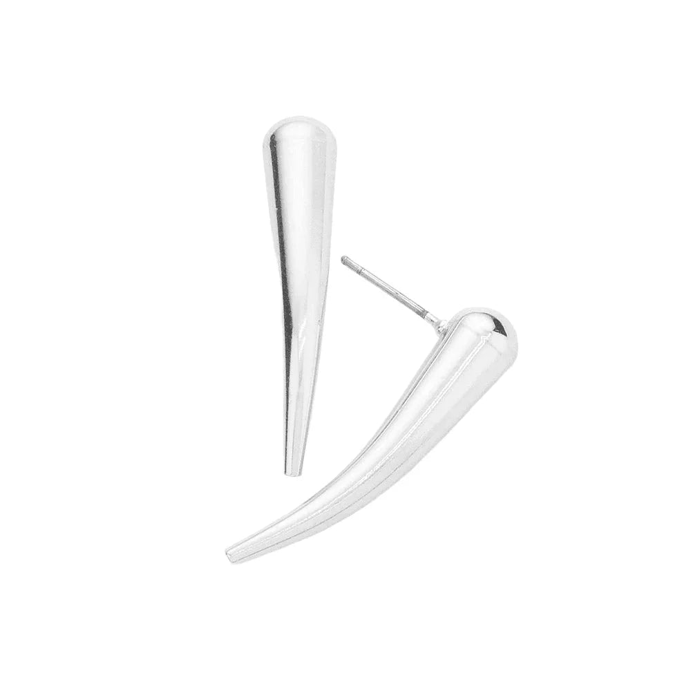 Silver Brass Metal Horn Earrings - Jewelry Store by Erik Rayo