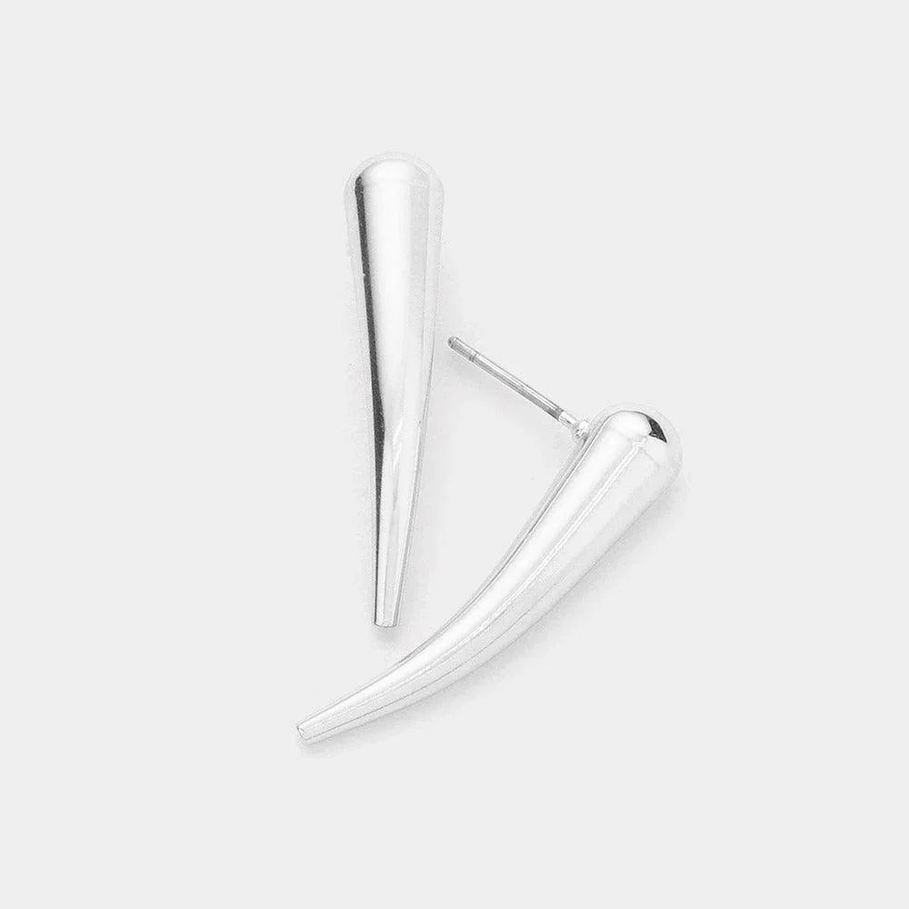 Silver Brass Metal Horn Earrings - Jewelry Store by Erik Rayo