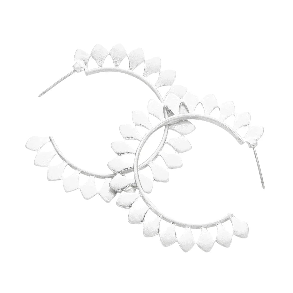 Silver Abstract Metal Hoop Earrings - Jewelry Store by Erik Rayo