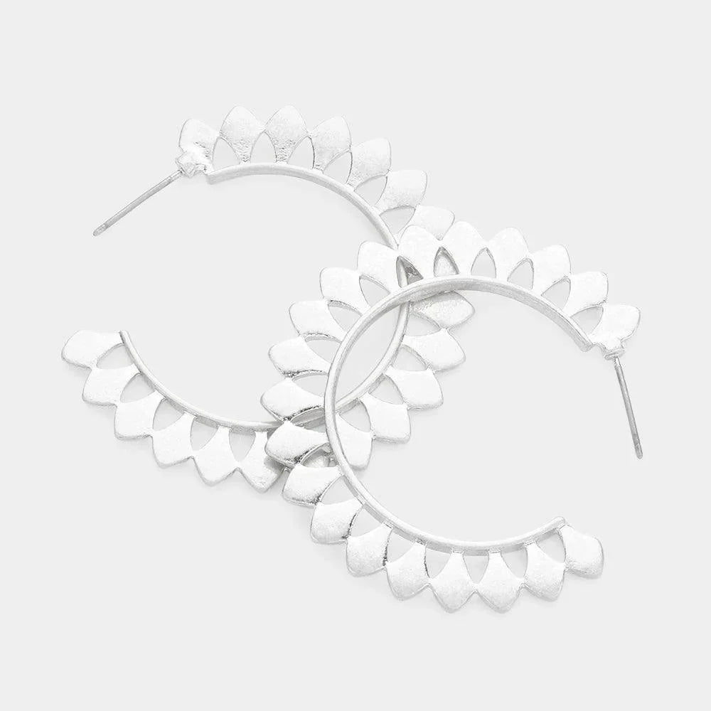 Silver Abstract Metal Hoop Earrings - Jewelry Store by Erik Rayo