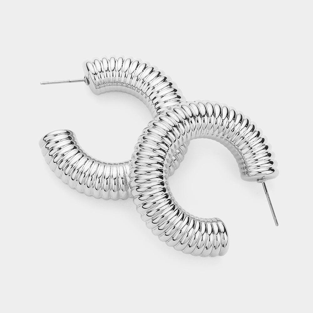Textured Metal Hoop Earrings - Jewelry Store by Erik Rayo