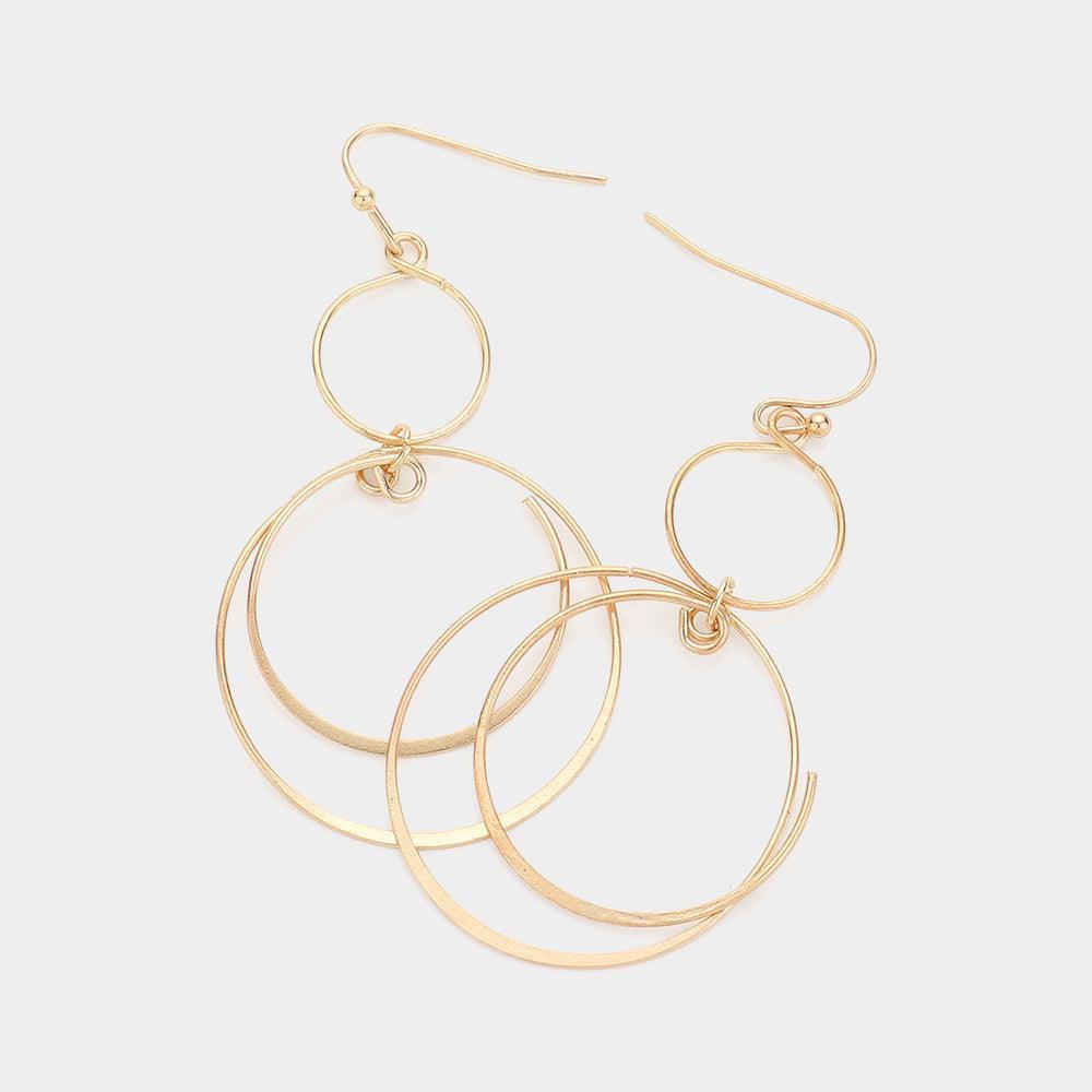 Gold Metal Multi Hoop Link Dangle Earrings - Jewelry Store by Erik Rayo