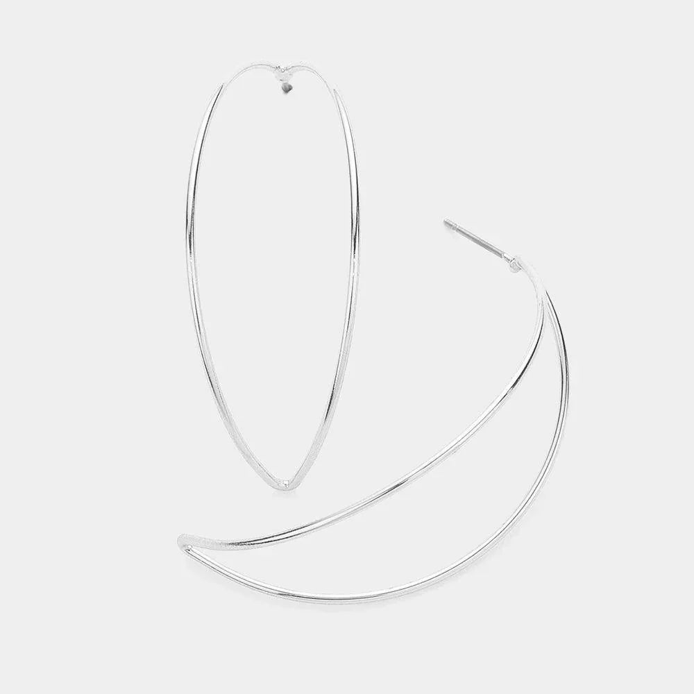 Curved Open Metal Marquise Earrings - Jewelry Store by Erik Rayo