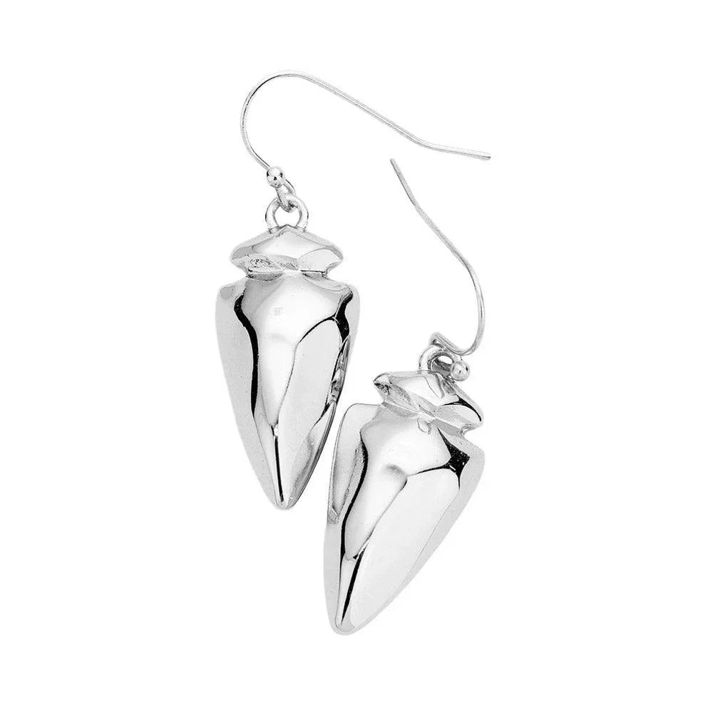 Silver Metal Arrowhead Earrings - Jewelry Store by Erik Rayo