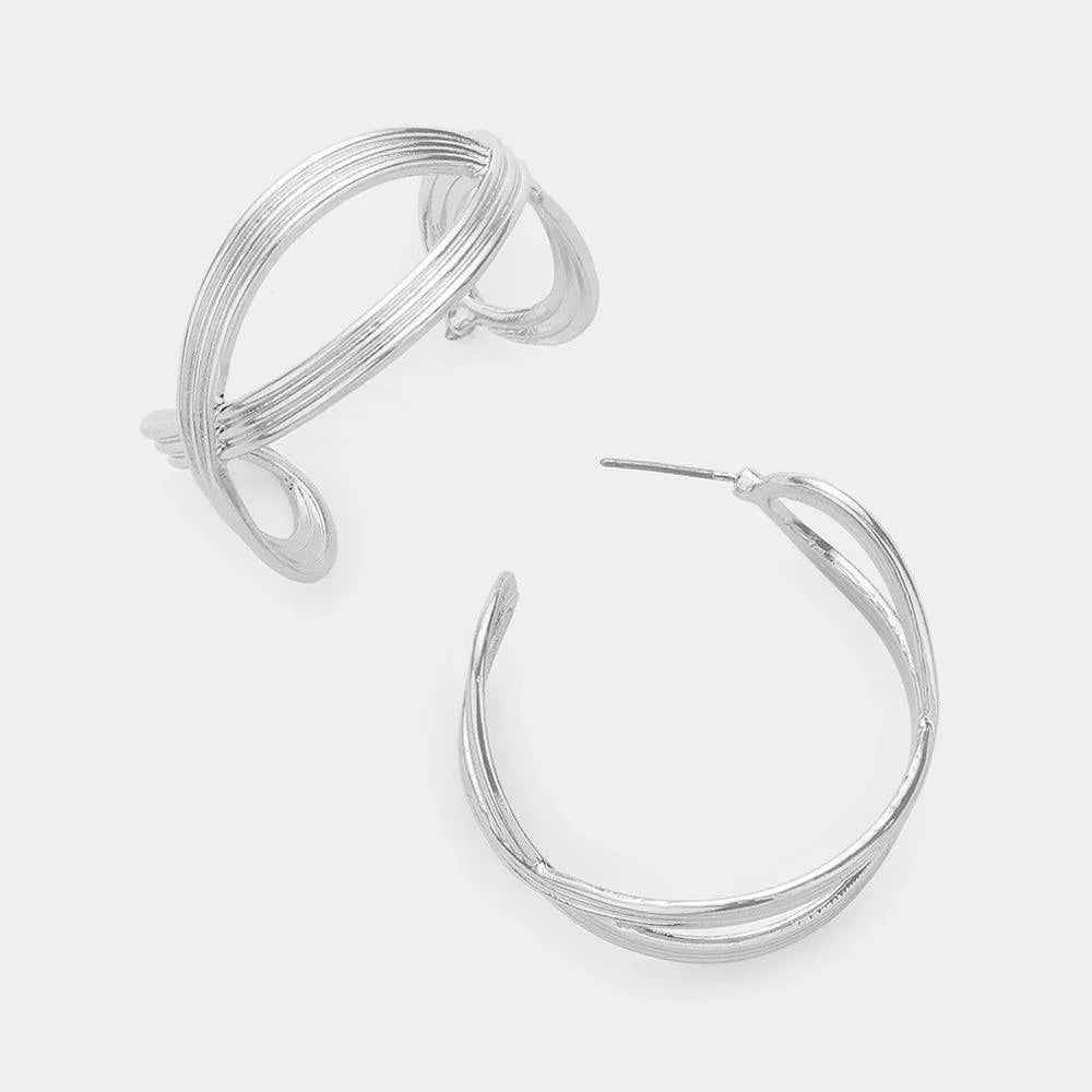 Textured Metal Hoop Earrings - Jewelry Store by Erik Rayo