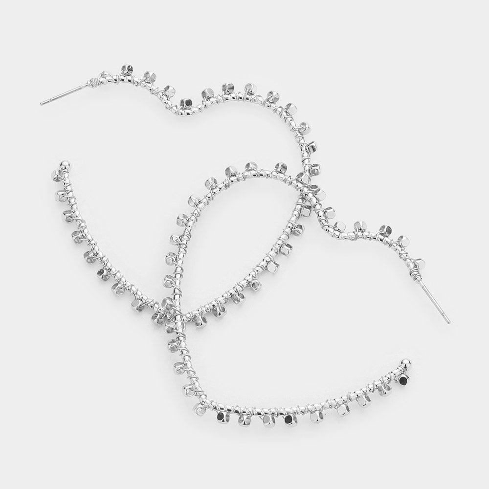 Metal Cube Wrapped Heart Hoop Earrings - Jewelry Store by Erik Rayo