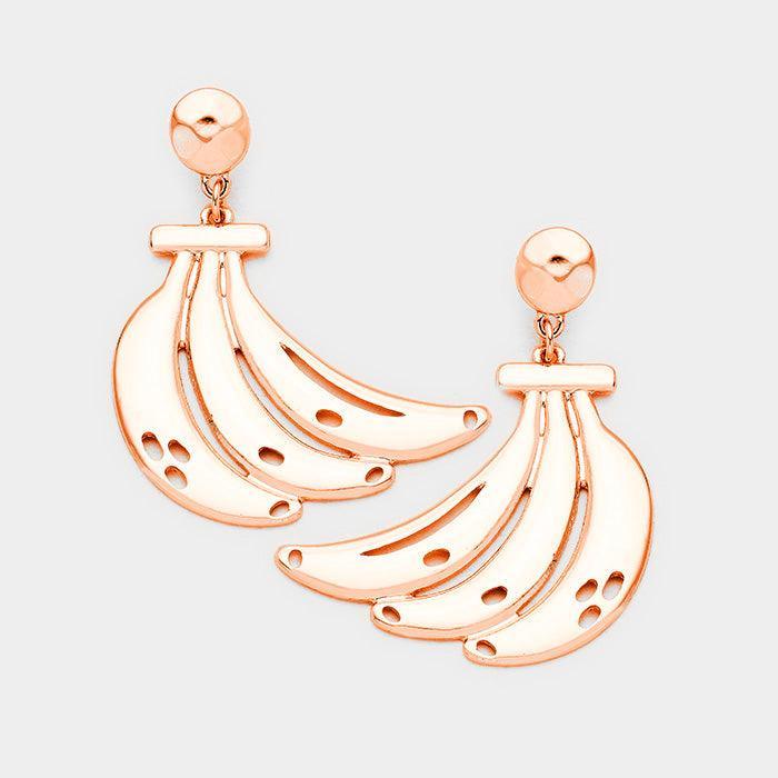 Rose Gold Banana Metal Earrings