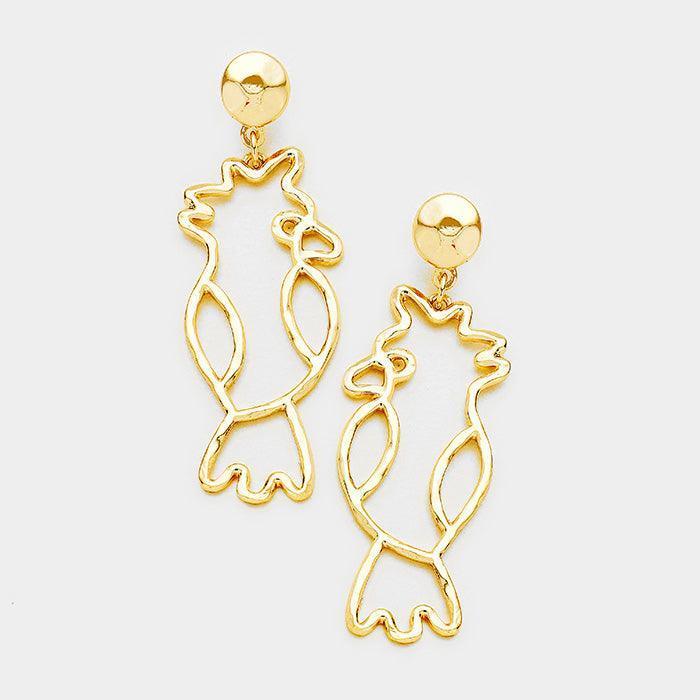 Gold Parrot Metal Earrings - Jewelry Store by Erik Rayo