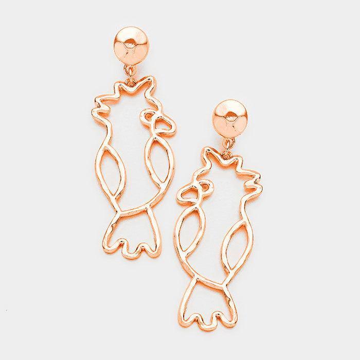 Rose Gold Parrot Metal Earrings - Jewelry Store by Erik Rayo